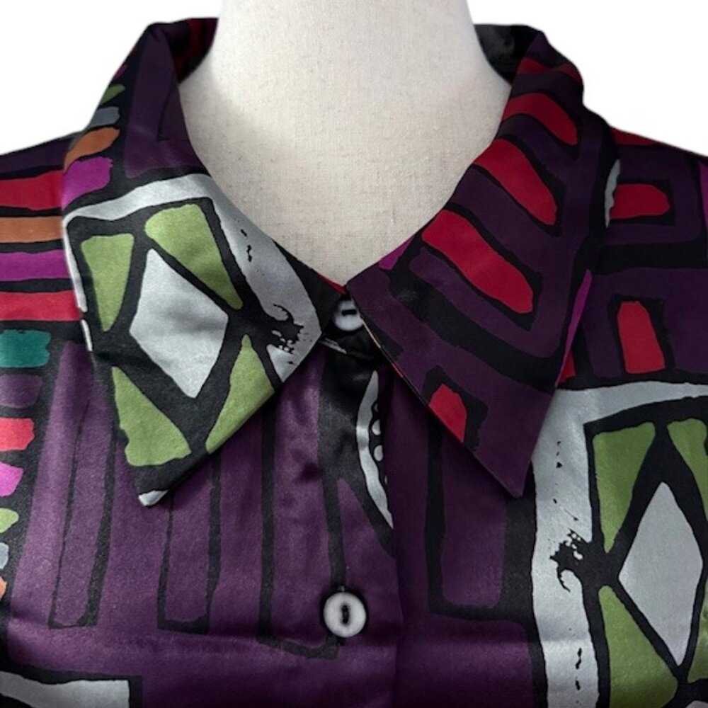 Avenue Women's Button Front Tunic Multi Color Abs… - image 4